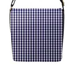 Usa Flag Blue Large Gingham Check Plaid  Flap Messenger Bag (l)  by PodArtist