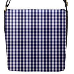 Usa Flag Blue Large Gingham Check Plaid  Flap Messenger Bag (s) by PodArtist