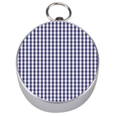 Usa Flag Blue Large Gingham Check Plaid  Silver Compasses by PodArtist