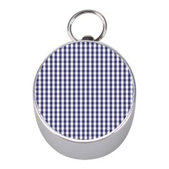 Usa Flag Blue Large Gingham Check Plaid  Mini Silver Compasses by PodArtist