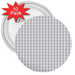 Christmas Silver Gingham Check Plaid 3  Buttons (10 Pack) 