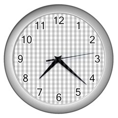 Christmas Silver Gingham Check Plaid Wall Clocks (silver)  by PodArtist