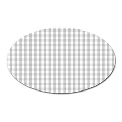 Christmas Silver Gingham Check Plaid Oval Magnet