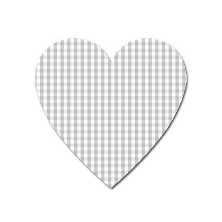 Christmas Silver Gingham Check Plaid Heart Magnet