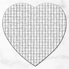 Christmas Silver Gingham Check Plaid Jigsaw Puzzle (heart)