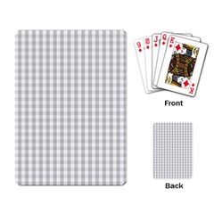 Christmas Silver Gingham Check Plaid Playing Card by PodArtist