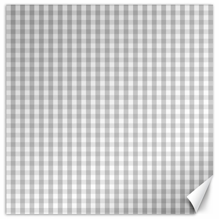 Christmas Silver Gingham Check Plaid Canvas 12  x 12  