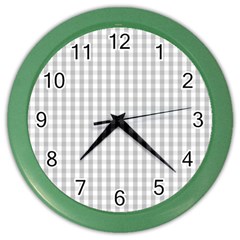 Christmas Silver Gingham Check Plaid Color Wall Clocks