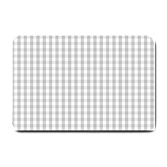 Christmas Silver Gingham Check Plaid Small Doormat  by PodArtist