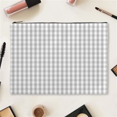 Christmas Silver Gingham Check Plaid Cosmetic Bag (xl)