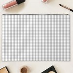 Christmas Silver Gingham Check Plaid Cosmetic Bag (XXL)  Back