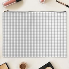 Christmas Silver Gingham Check Plaid Cosmetic Bag (xxxl)  by PodArtist