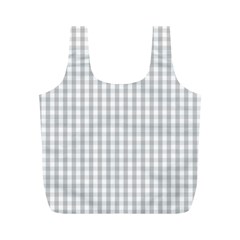 Christmas Silver Gingham Check Plaid Full Print Recycle Bags (m)  by PodArtist