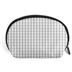 Christmas Silver Gingham Check Plaid Accessory Pouches (large)  by PodArtist