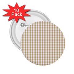 Christmas Gold Large Gingham Check Plaid Pattern 2 25  Buttons (10 Pack) 