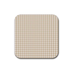 Christmas Gold Large Gingham Check Plaid Pattern Rubber Coaster (square) 