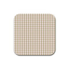 Christmas Gold Large Gingham Check Plaid Pattern Rubber Square Coaster (4 Pack) 