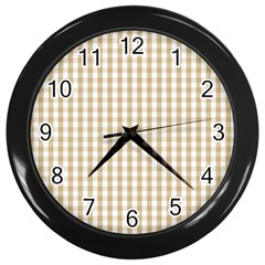 Christmas Gold Large Gingham Check Plaid Pattern Wall Clocks (black)