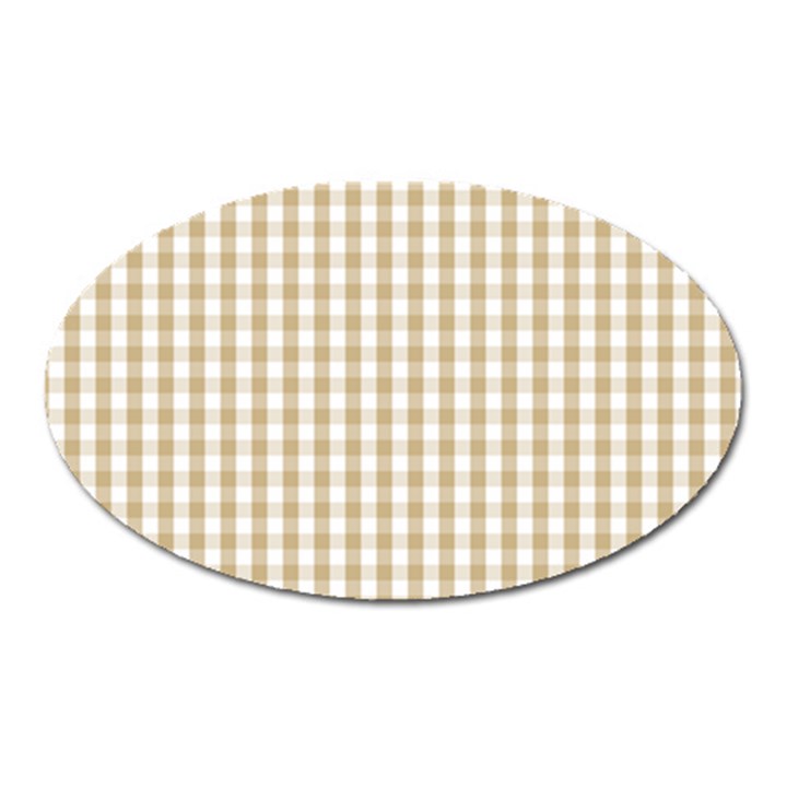 Christmas Gold Large Gingham Check Plaid Pattern Oval Magnet