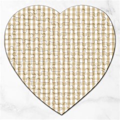 Christmas Gold Large Gingham Check Plaid Pattern Jigsaw Puzzle (heart)