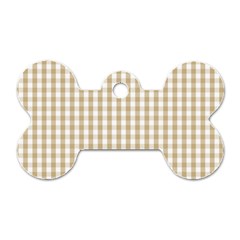 Christmas Gold Large Gingham Check Plaid Pattern Dog Tag Bone (one Side)