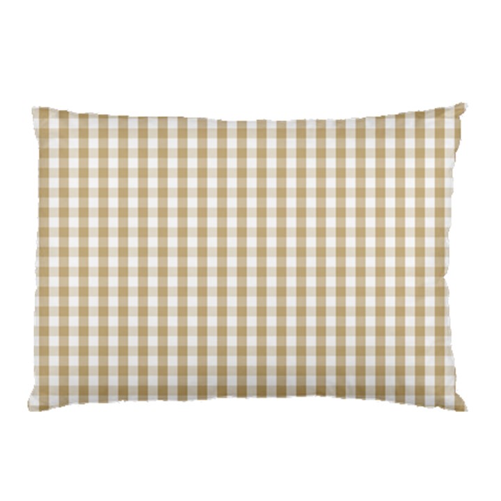 Christmas Gold Large Gingham Check Plaid Pattern Pillow Case