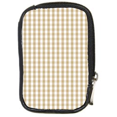 Christmas Gold Large Gingham Check Plaid Pattern Compact Camera Cases by PodArtist