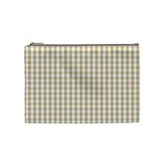 Christmas Gold Large Gingham Check Plaid Pattern Cosmetic Bag (medium) 