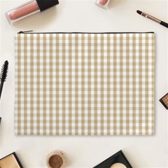 Christmas Gold Large Gingham Check Plaid Pattern Cosmetic Bag (xl) by PodArtist