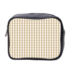 Christmas Gold Large Gingham Check Plaid Pattern Mini Toiletries Bag 2-side by PodArtist