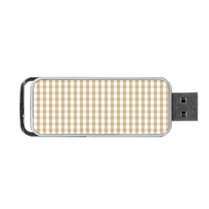 Christmas Gold Large Gingham Check Plaid Pattern Portable USB Flash (One Side)