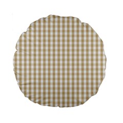 Christmas Gold Large Gingham Check Plaid Pattern Standard 15  Premium Round Cushions