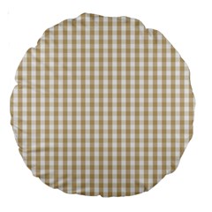 Christmas Gold Large Gingham Check Plaid Pattern Large 18  Premium Round Cushions by PodArtist