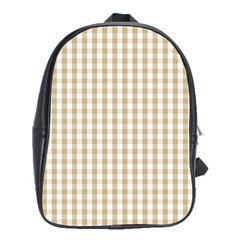 Christmas Gold Large Gingham Check Plaid Pattern School Bags (xl)  by PodArtist