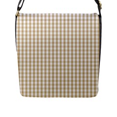 Christmas Gold Large Gingham Check Plaid Pattern Flap Messenger Bag (l) 