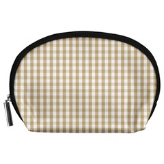 Christmas Gold Large Gingham Check Plaid Pattern Accessory Pouches (large)  by PodArtist