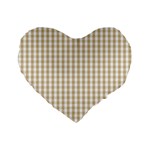 Christmas Gold Large Gingham Check Plaid Pattern Standard 16  Premium Flano Heart Shape Cushions Front