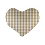 Christmas Gold Large Gingham Check Plaid Pattern Standard 16  Premium Flano Heart Shape Cushions Back