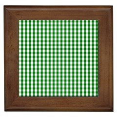 Christmas Green Velvet Large Gingham Check Plaid Pattern Framed Tiles