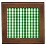 Christmas Green Velvet Large Gingham Check Plaid Pattern Framed Tiles Front