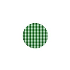 Christmas Green Velvet Large Gingham Check Plaid Pattern 1  Mini Buttons