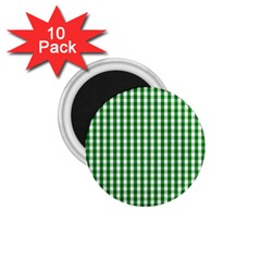 Christmas Green Velvet Large Gingham Check Plaid Pattern 1 75  Magnets (10 Pack) 