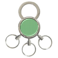 Christmas Green Velvet Large Gingham Check Plaid Pattern 3-ring Key Chains by PodArtist