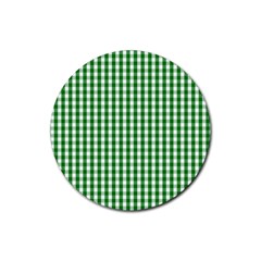 Christmas Green Velvet Large Gingham Check Plaid Pattern Rubber Round Coaster (4 Pack)  by PodArtist