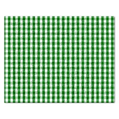 Christmas Green Velvet Large Gingham Check Plaid Pattern Rectangular Jigsaw Puzzl