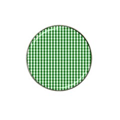 Christmas Green Velvet Large Gingham Check Plaid Pattern Hat Clip Ball Marker by PodArtist