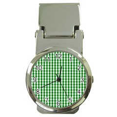 Christmas Green Velvet Large Gingham Check Plaid Pattern Money Clip Watches by PodArtist