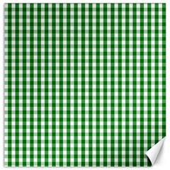 Christmas Green Velvet Large Gingham Check Plaid Pattern Canvas 12  X 12  