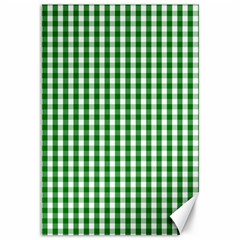 Christmas Green Velvet Large Gingham Check Plaid Pattern Canvas 12  X 18  