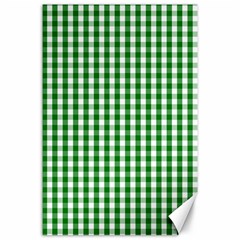 Christmas Green Velvet Large Gingham Check Plaid Pattern Canvas 24  X 36  by PodArtist